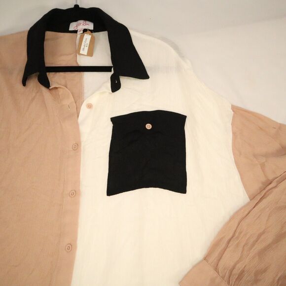 Jess Lea Colorblock Button down Blouse Size 2X Lightweight NEW - Picture 8 of 11